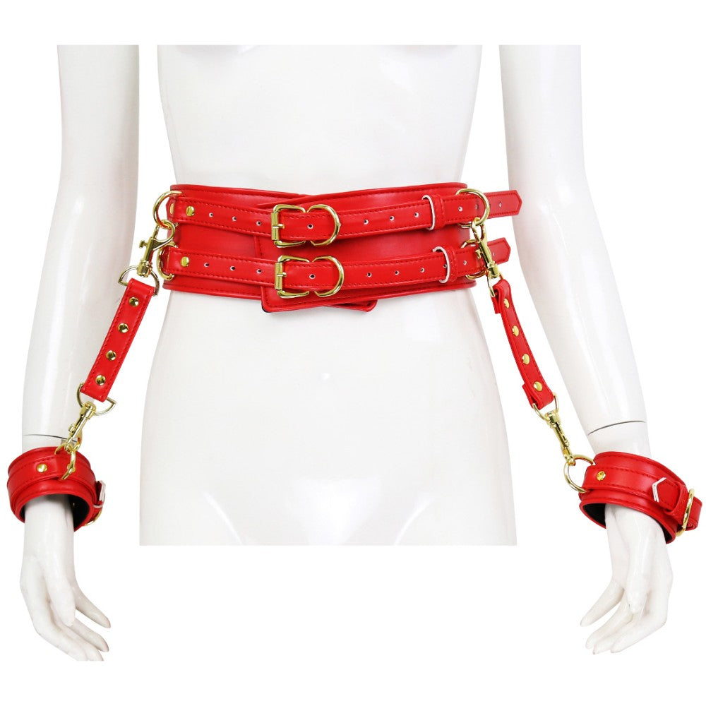 NAUGHTY TOYS SEXY RED leather corset cuffs restraints 2pcs set - image 5