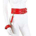 NAUGHTY TOYS SEXY RED leather corset cuffs restraints 2pcs set - image 2