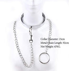MALE Steel neck Collar with chain leash - L SIZE - image 2