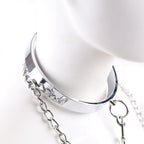 MALE Steel neck Collar with chain leash - L SIZE - image 3