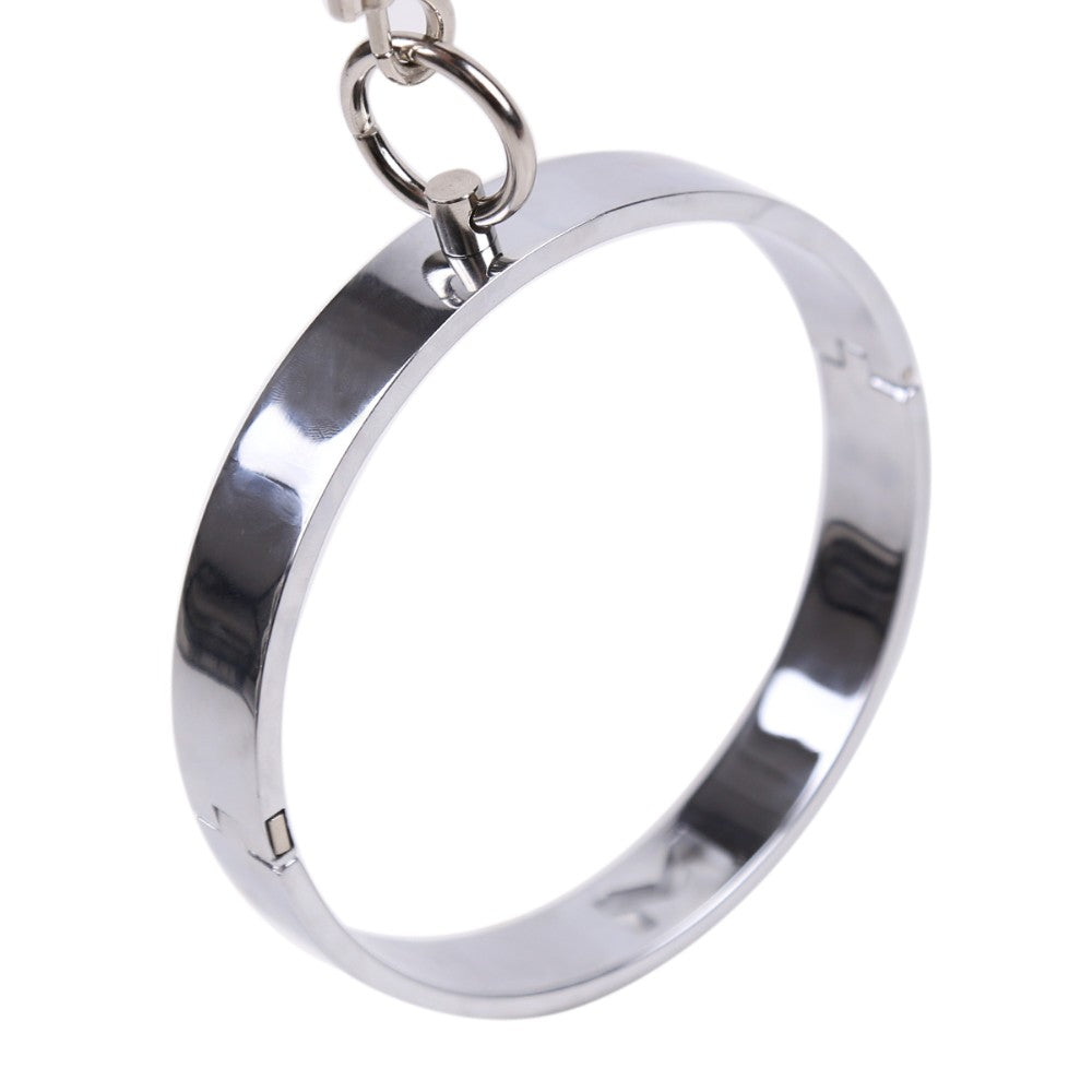 Steel neck Collar with chain leash - Medium SIZE