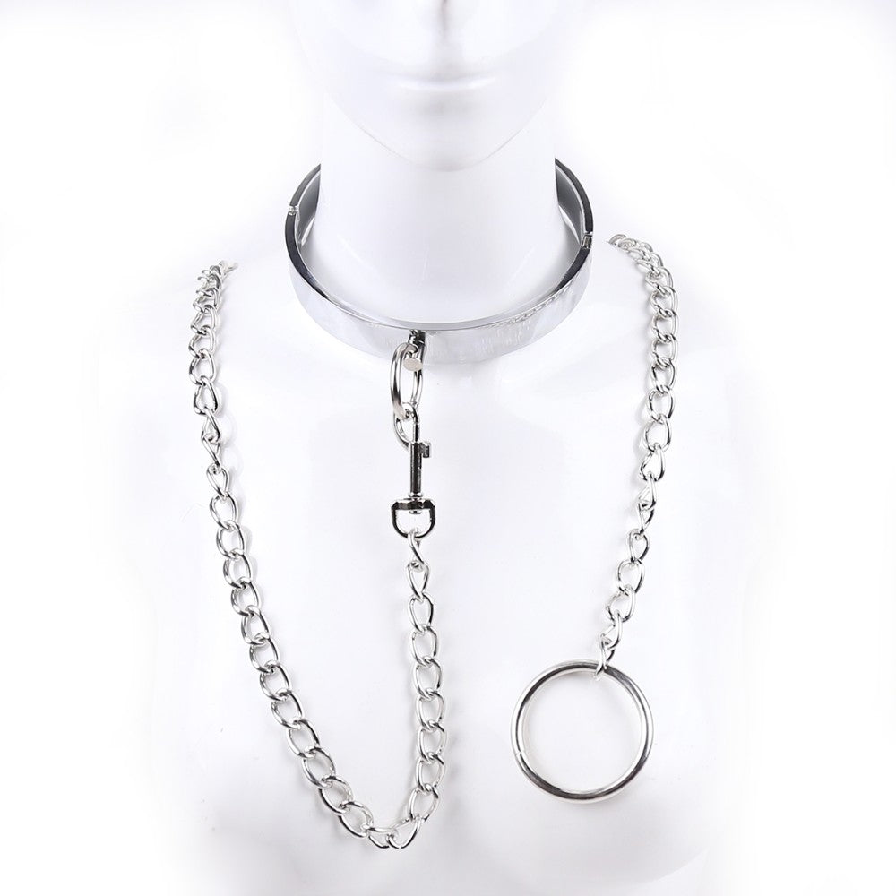 Steel neck Collar with chain leash - Medium SIZE Δευτερεύουσα εικόνα προϊόντος