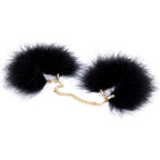 Naughty toys Feather Hand Cuffs with Gold chain