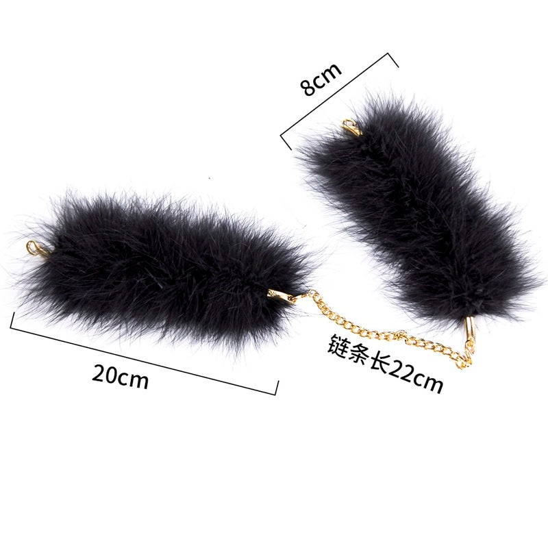 Naughty toys Feather Hand Cuffs with Gold chain - image 3