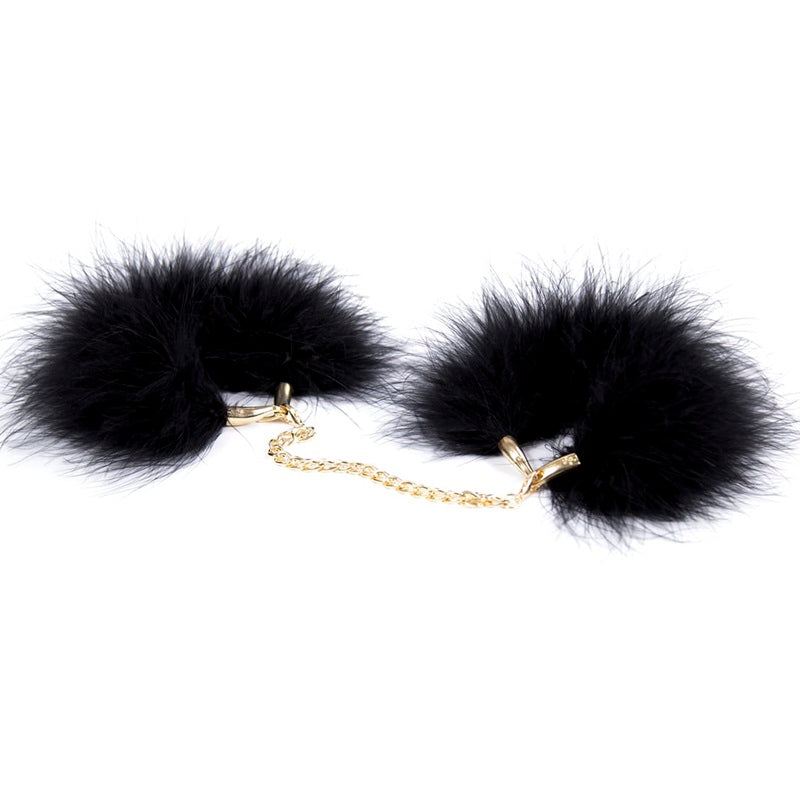 Naughty toys Feather Hand Cuffs with Gold chain - image 4