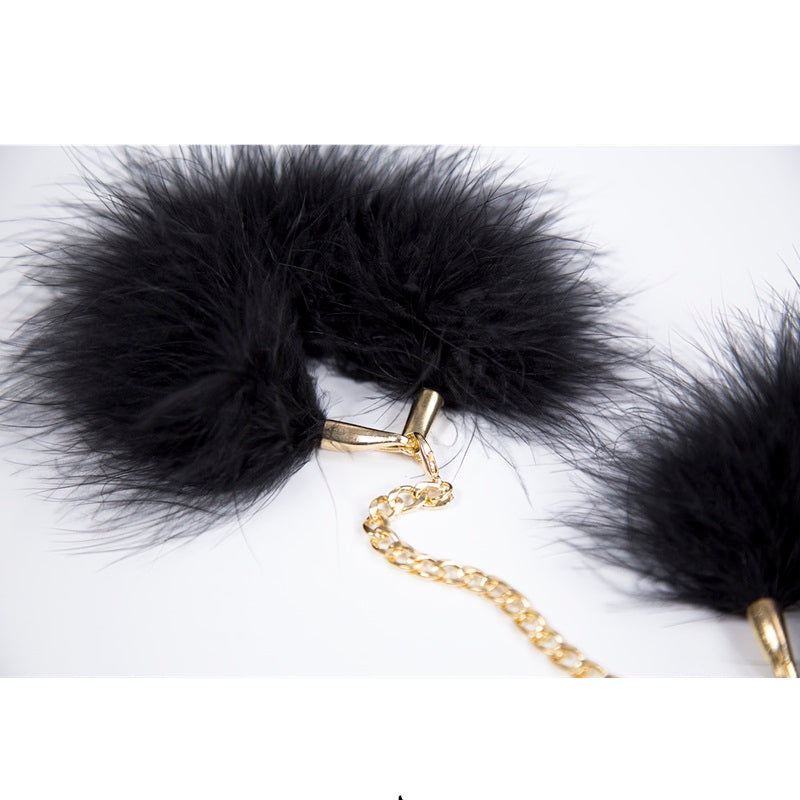 Naughty toys Feather Hand Cuffs with Gold chain - image 5