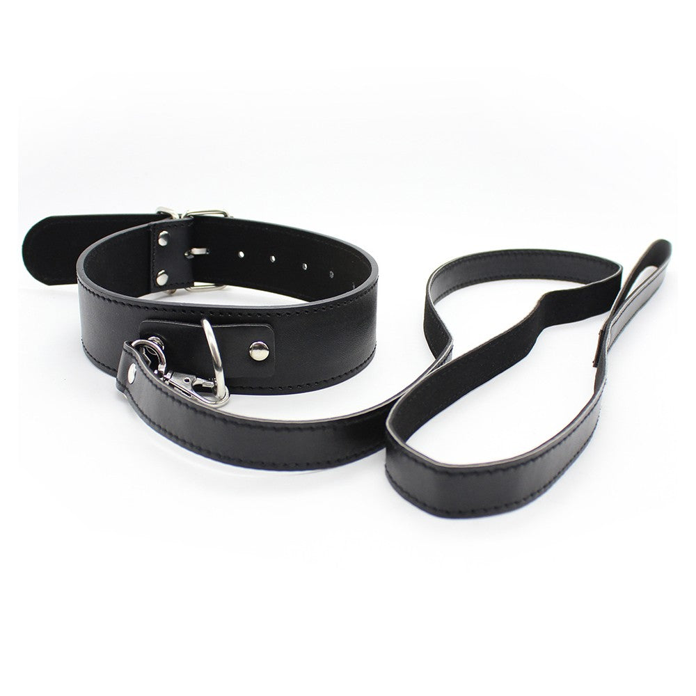 Naughty Toys faux leather collar with leash O/S