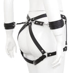 Leather Thigh Leg Harness with Handcuffs O/S - image 3