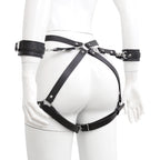 Leather Thigh Leg Harness with Handcuffs O/S - image 4
