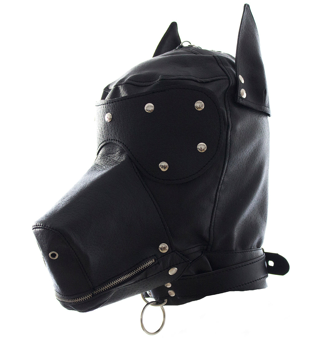 Bad puppy bondage play mask hood with zipper Black - image 2