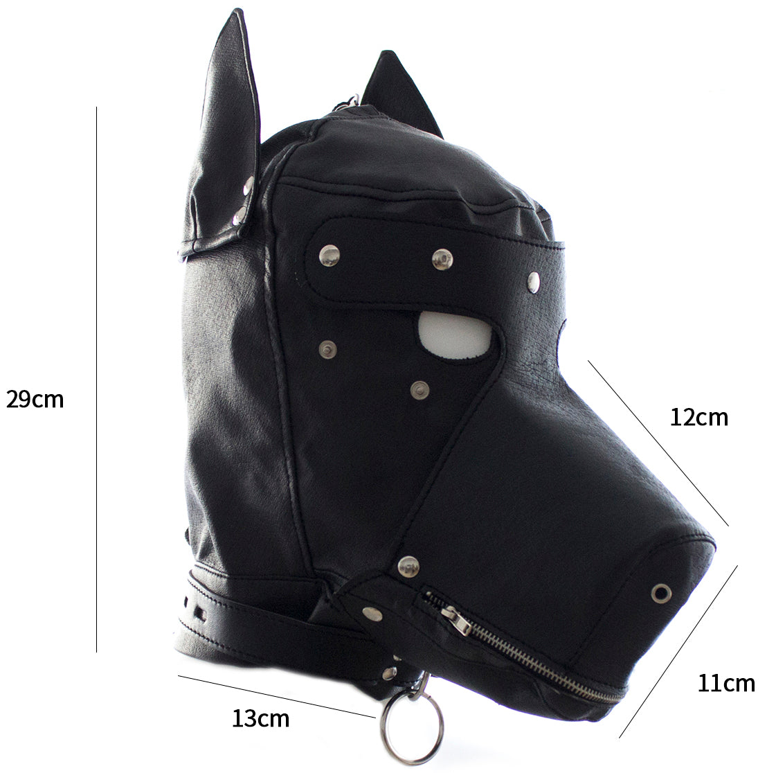 Bad puppy bondage play mask hood with zipper Black - image 3