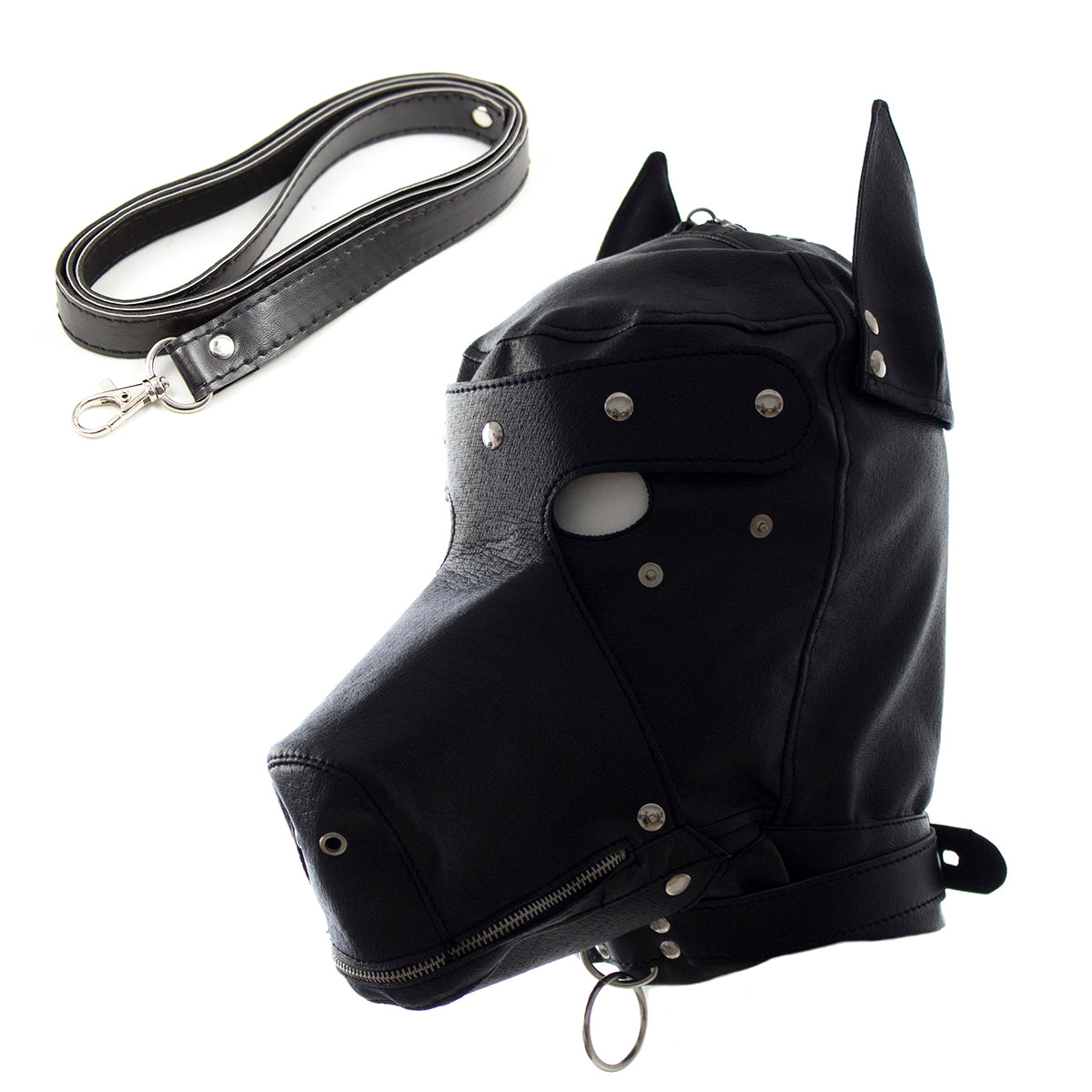 Bad puppy bondage play mask hood with zipper Black - image 7