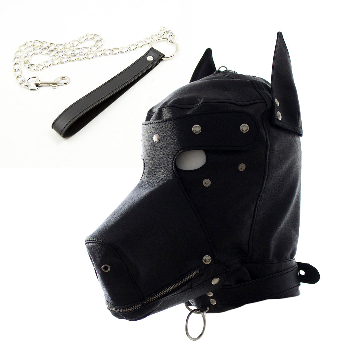 Bad puppy bondage play mask hood with zipper Black - image 8