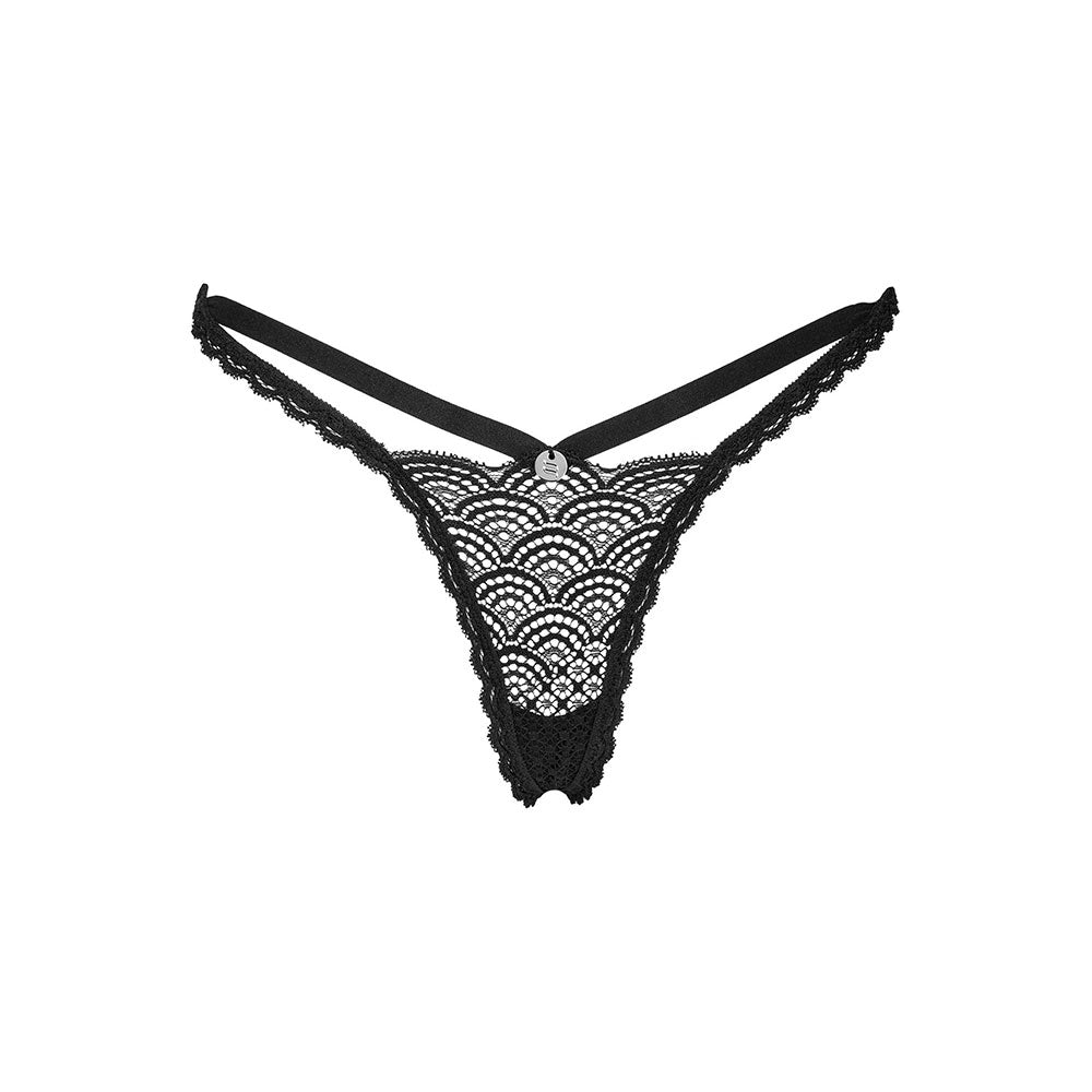 Plus size Obsessive Chemeris thong with lace Black XL/XXL