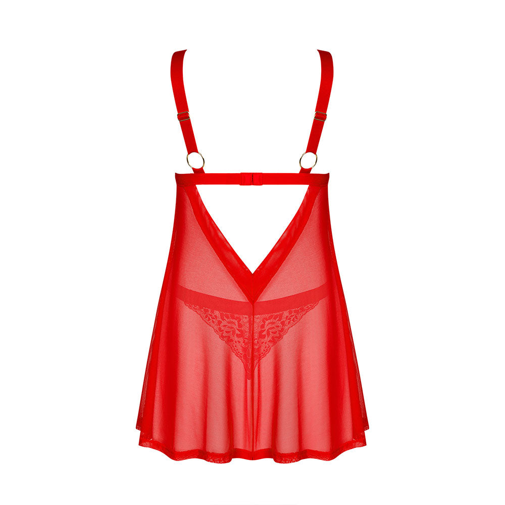 Plus size Obsessive Elianes Babydoll and Thong Red - image 4