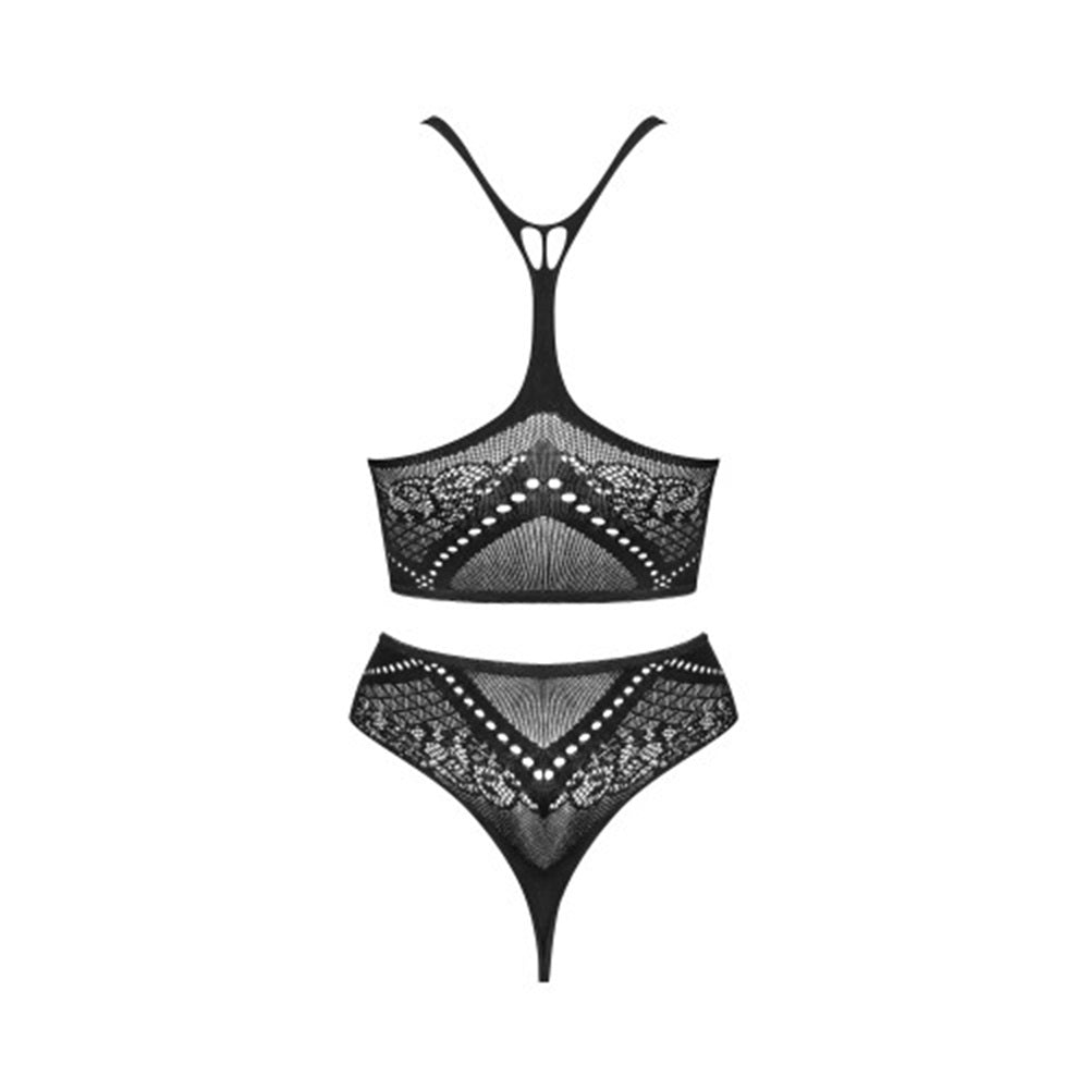 Obsessive K103 Top and crotchless Panties O/S Black Δευτερεύουσα εικόνα προϊόντος