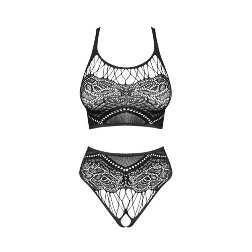 Obsessive K103 Top and crotchless Panties O/S Black
