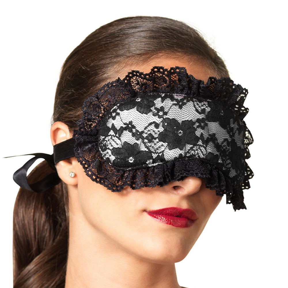 Naughty Toys padded lace eye mask with tie ribbon blindfold O/S