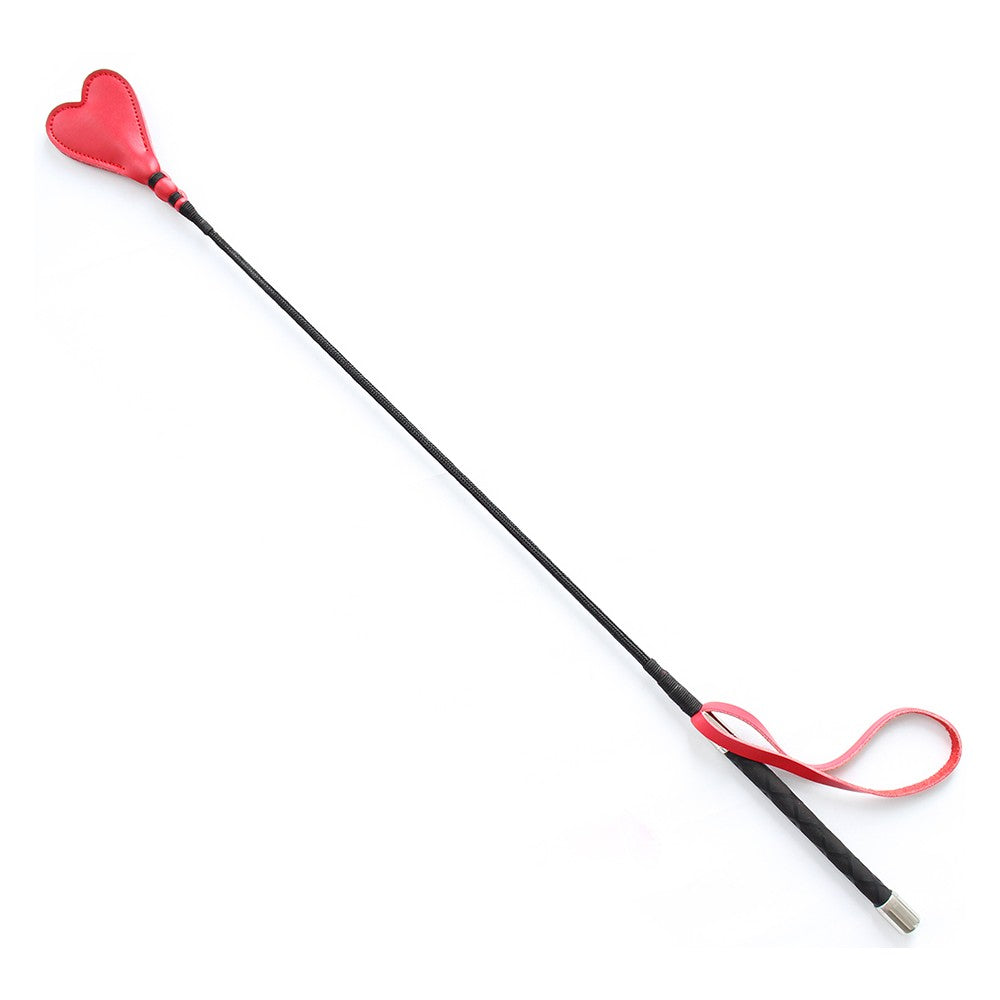 Fetish spanking crop RED leather heart shape slapper 60 cm