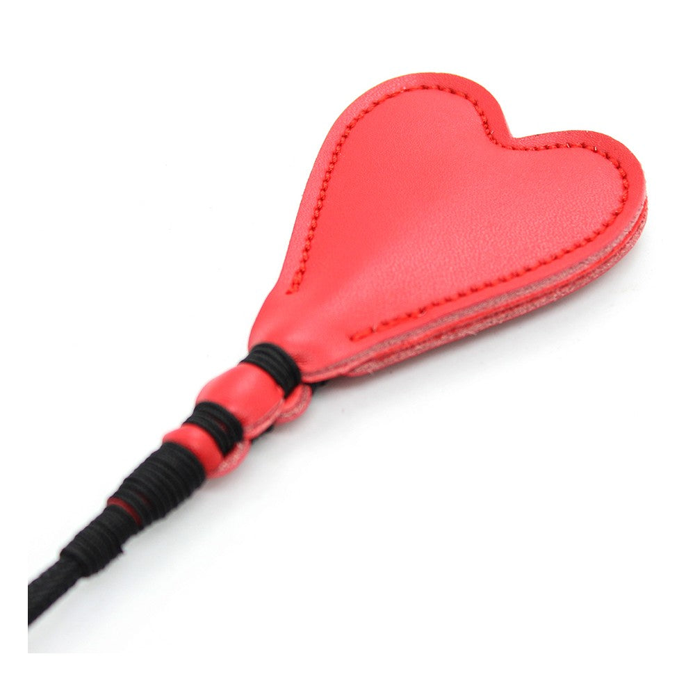 Fetish spanking crop RED leather heart shape slapper 60 cm - image 2