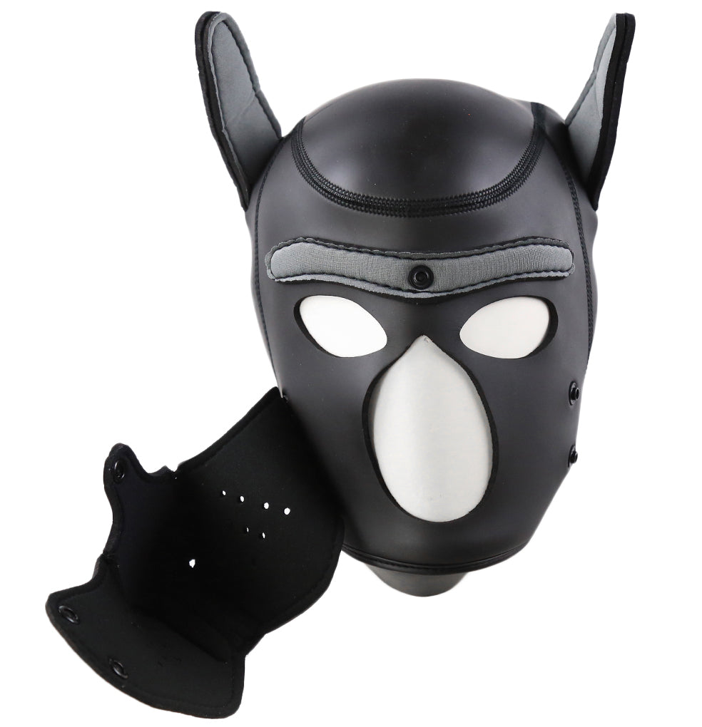 LARGE Black-Gray Bondage Dog Puppy Neoprene Hood - image 7