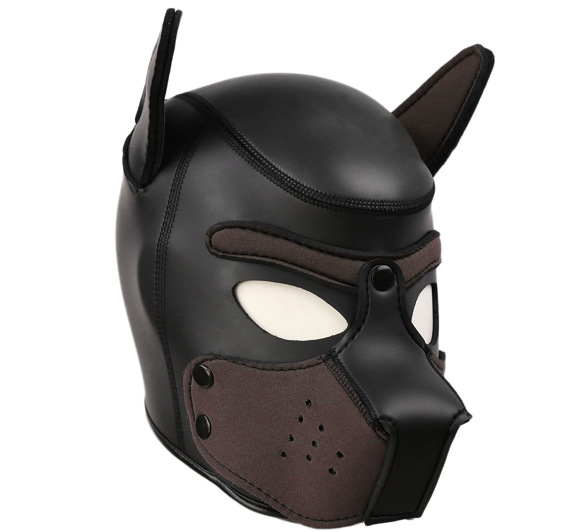LARGE Black-Brown Bondage Dog Puppy Neoprene Hood