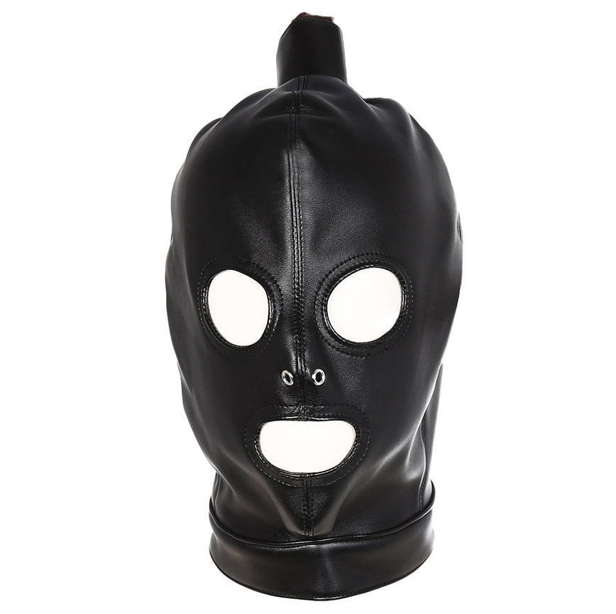 Bondage role play leather Ponytail Hood - image 4