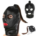 Bondage role play leather Ponytail Hood - image 2