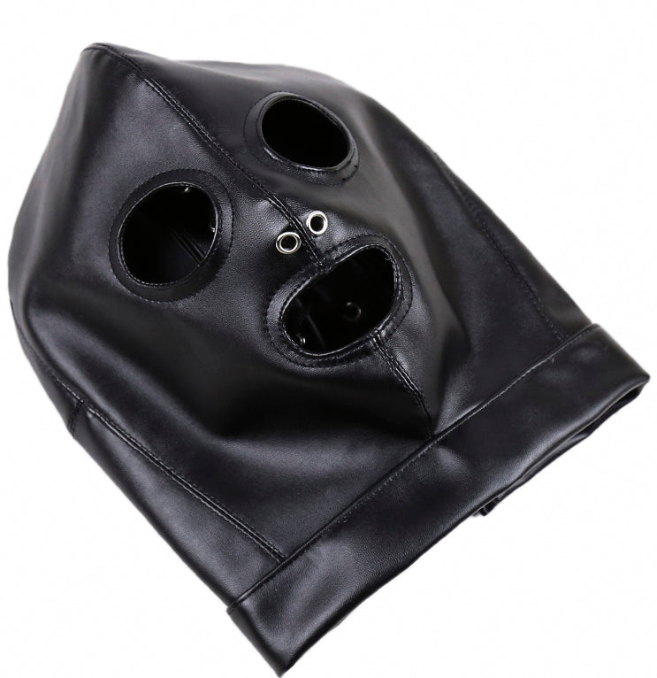 Premium Bondage Hood with eyes and mouth openings - image 3
