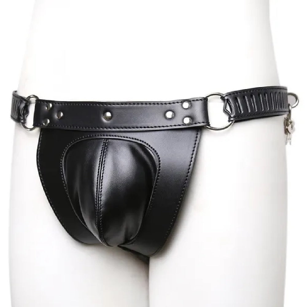 Male leather Chastity Pants with Padlocks Κύρια εικόνα προϊόντος