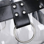 Black adjustable leather chest Harness with buckle strap O-rings - image 8