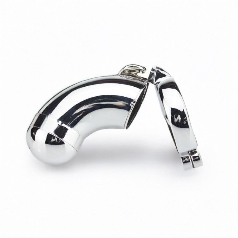 Steel penis chastity cage with removable front end and locker - image 5