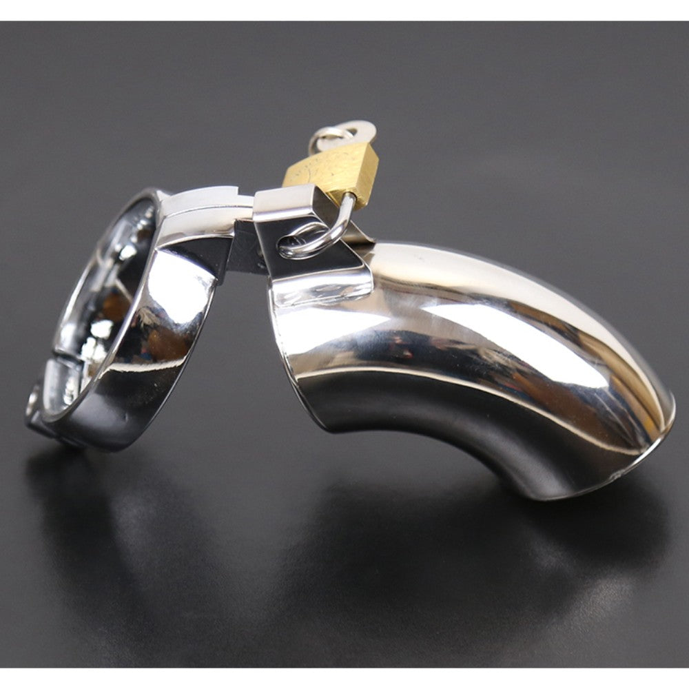 Steel penis chastity cage with removable front end and locker - image 8