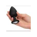 Large BLACK Silicone butt plug with CLEAR Jewel - image 4