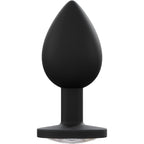Large BLACK Silicone butt plug with CLEAR Jewel - image 5