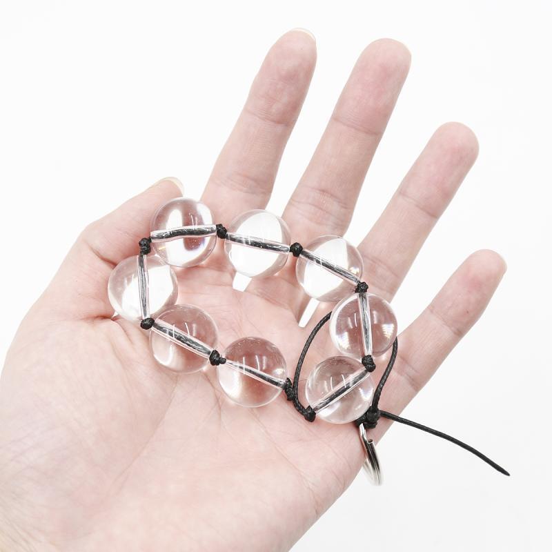 Small glass anal beads on string with pull O-Ring 1.5 cm