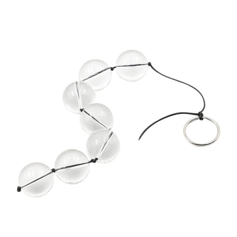 Medium glass anal beads on string with pull O-Ring 1.8 cm Δευτερεύουσα εικόνα προϊόντος