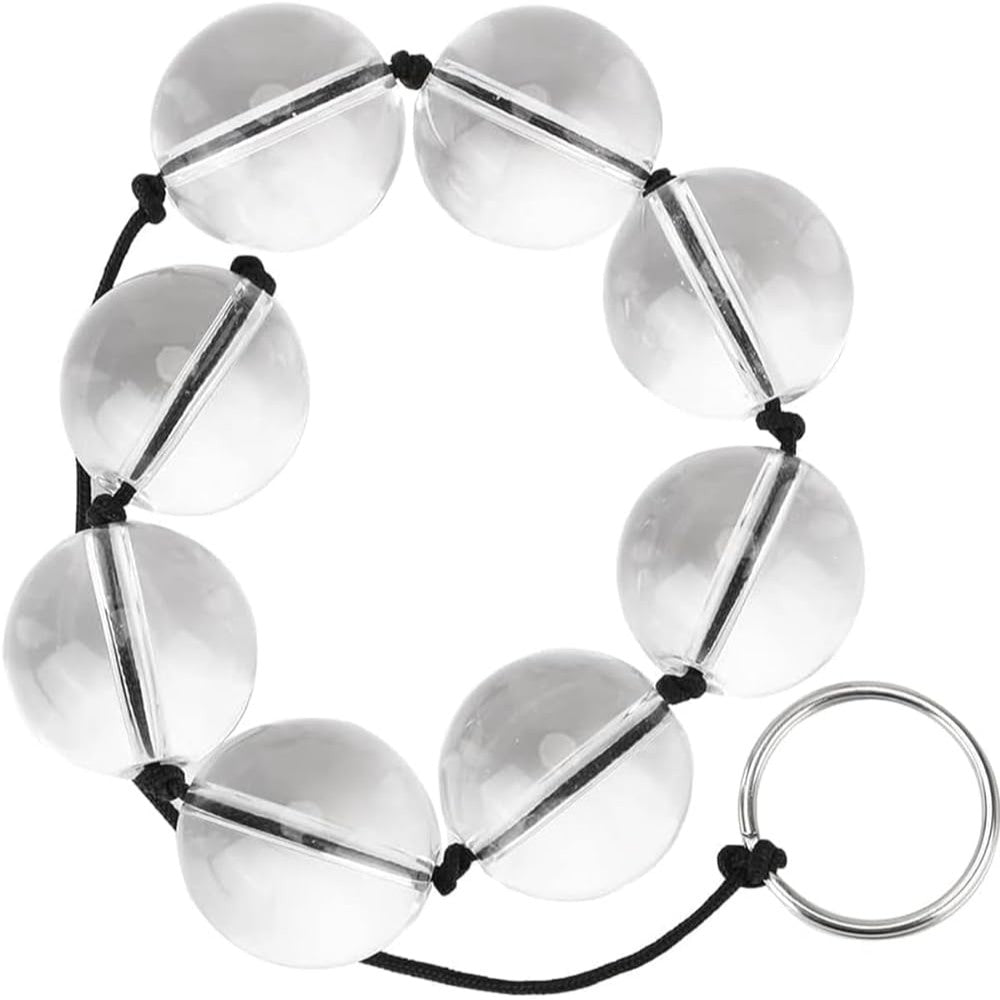 XLarge glass anal beads on string with pull O-Ring Ø 2.8 cm