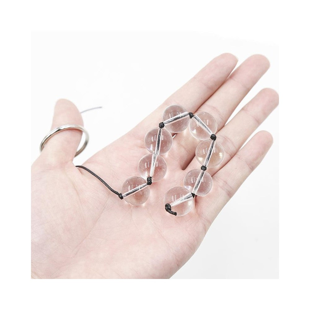 XLarge glass anal beads on string with pull O-Ring Ø 2.8 cm - image 6