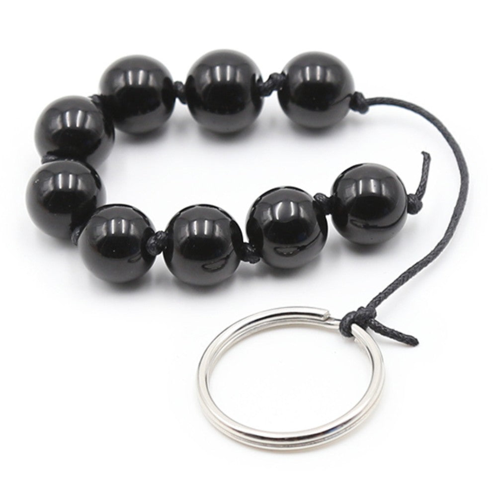 Anal and Pussy glass black beads with pull ring 1.5 cm Κύρια εικόνα προϊόντος