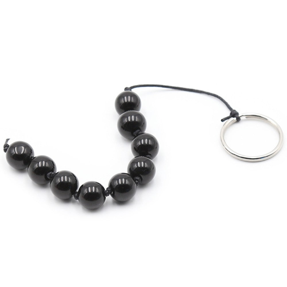 Anal and Pussy glass black beads with pull ring 1.5 cm Δευτερεύουσα εικόνα προϊόντος