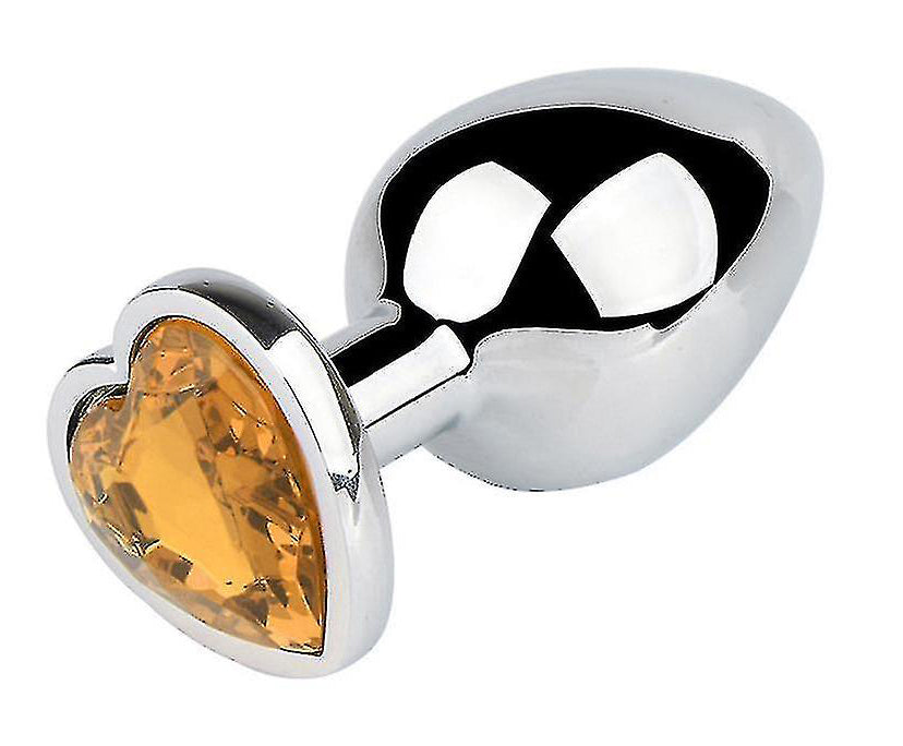 LARGE heart base metal butt plug Yellow 9 X 4 cm - image 4