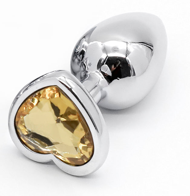 LARGE heart base metal butt plug Yellow 9 X 4 cm Κύρια εικόνα προϊόντος