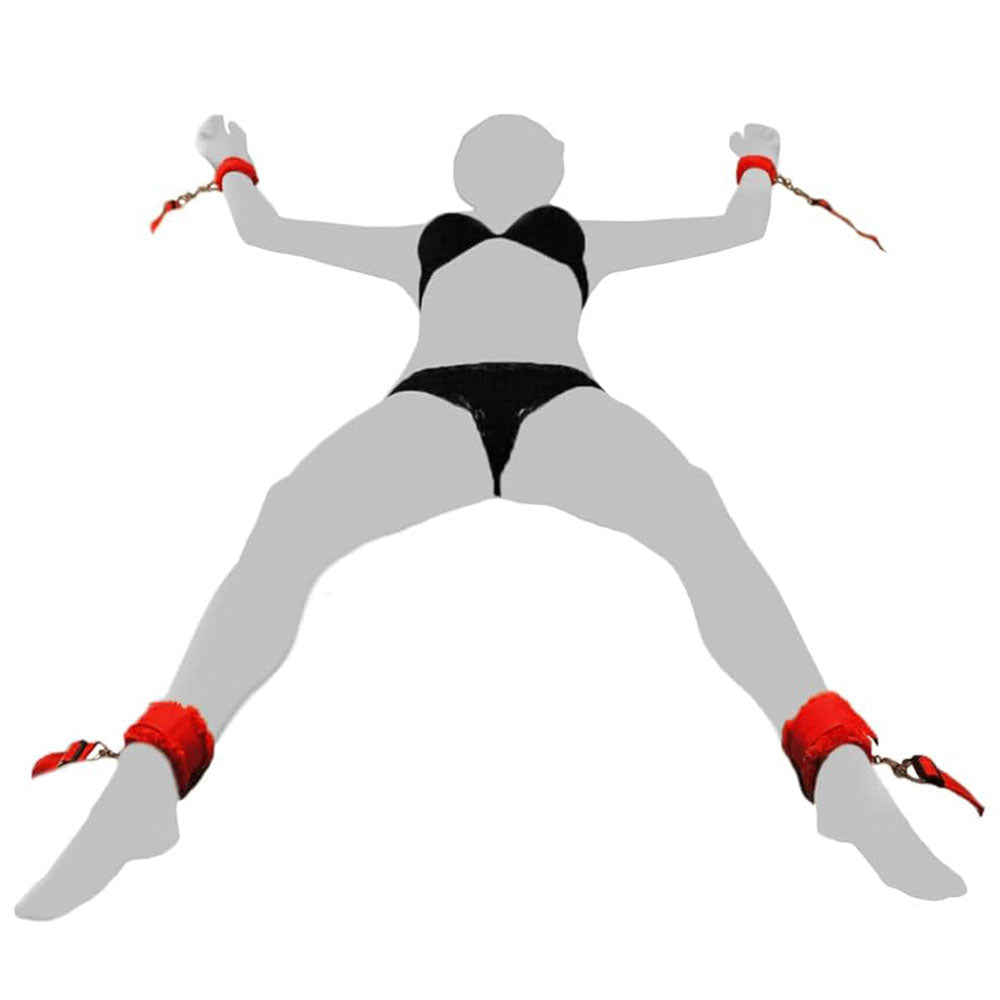 Velcro Bondage red bed restraints with plastic hooks Δευτερεύουσα εικόνα προϊόντος