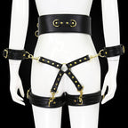 NAUGHTY TOYS black leather corset cuffs hog tie restraints 4pcs set - image 6