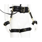 NAUGHTY TOYS black leather corset cuffs hog tie restraints 4pcs set - image 2