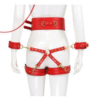 NAUGHTY TOYS red leather corset cuffs hog tie restraints 4pcs set - image 4