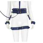 NAUGHTY TOYS Tibet blue leather corset cuffs hog tie restraints 4pcs set - image 4