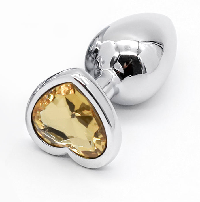 MEDIUM Heart Base Metal butt plug YELLOW 8 cm - image 2