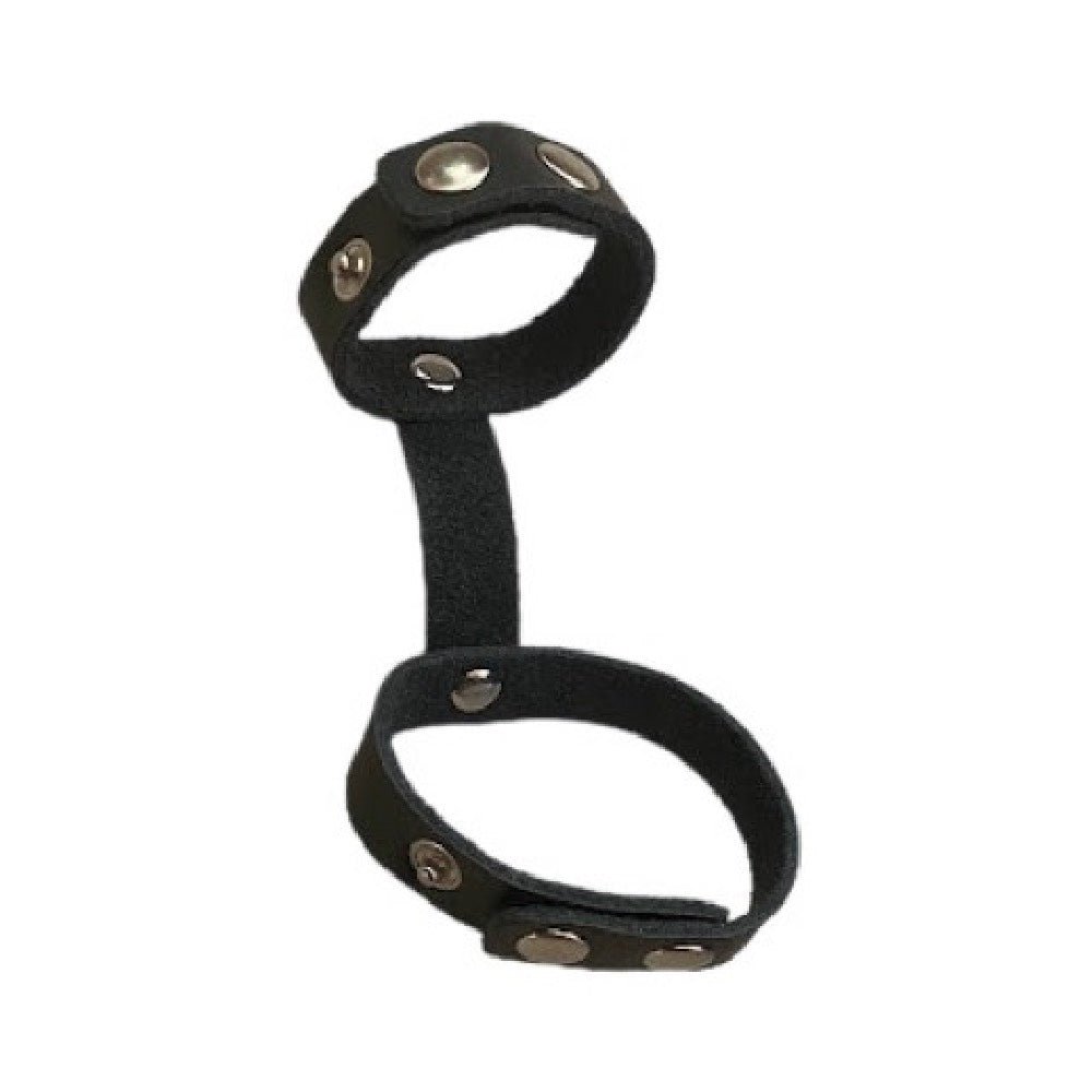 Naughty Toys black Dual leather cock and balls ring Κύρια εικόνα προϊόντος